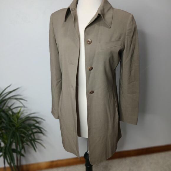 MaxMara Coat Womens Small Taupe Beige Wool Blend Long Jacket Made in Italy Lined - Picture 2 of 14